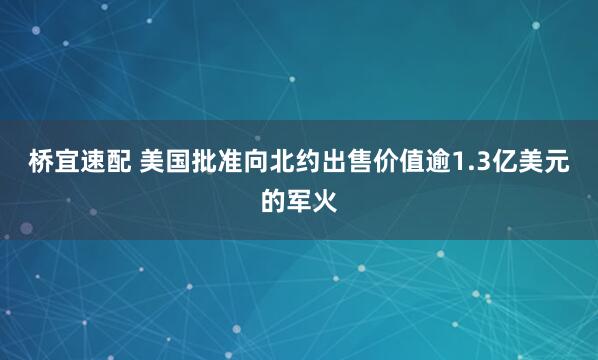 桥宜速配 美国批准向北约出售价值逾1.3亿美元的军火